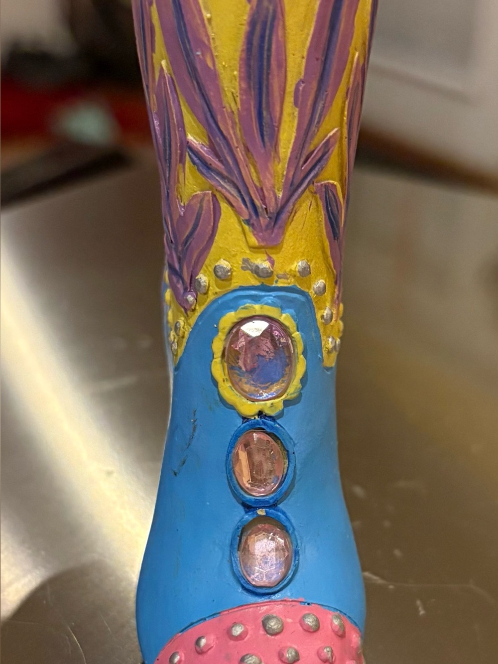 Colorful Hand-Painted Decorative Boot Figurine
